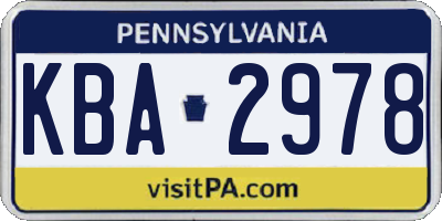PA license plate KBA2978