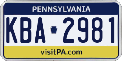 PA license plate KBA2981