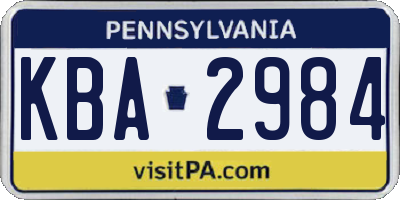 PA license plate KBA2984