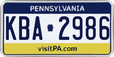 PA license plate KBA2986