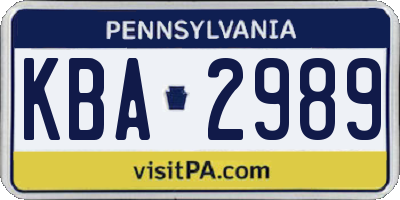 PA license plate KBA2989
