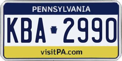 PA license plate KBA2990