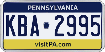PA license plate KBA2995