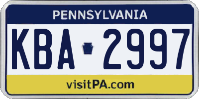 PA license plate KBA2997