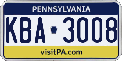 PA license plate KBA3008