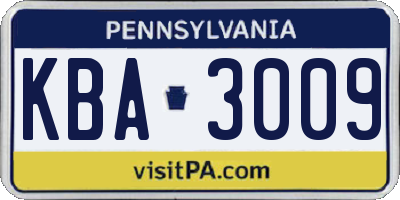 PA license plate KBA3009