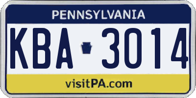 PA license plate KBA3014