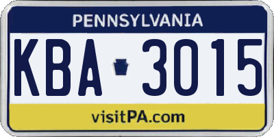 PA license plate KBA3015