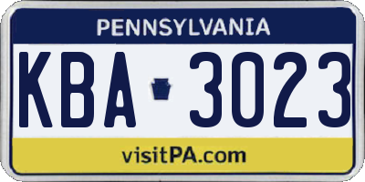 PA license plate KBA3023