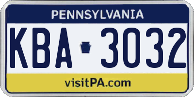 PA license plate KBA3032