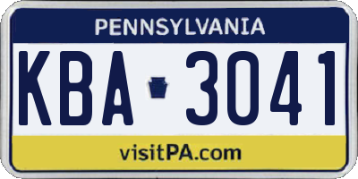 PA license plate KBA3041