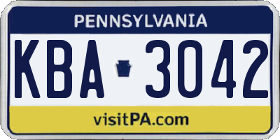 PA license plate KBA3042