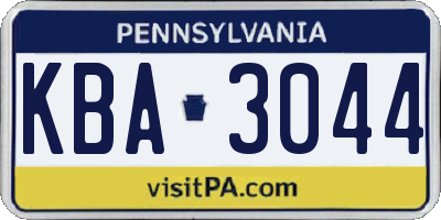 PA license plate KBA3044