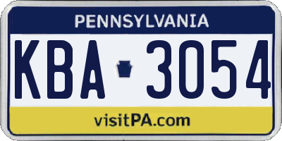 PA license plate KBA3054