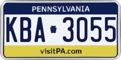PA license plate KBA3055