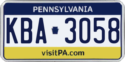 PA license plate KBA3058