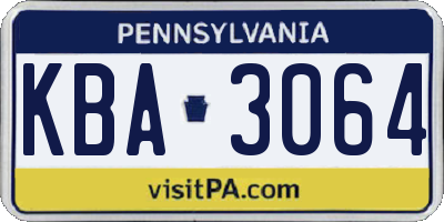 PA license plate KBA3064