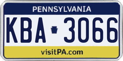 PA license plate KBA3066