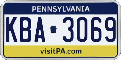 PA license plate KBA3069