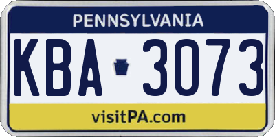 PA license plate KBA3073