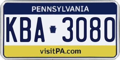 PA license plate KBA3080