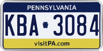 PA license plate KBA3084