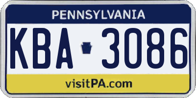 PA license plate KBA3086