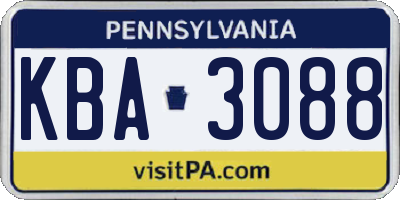 PA license plate KBA3088