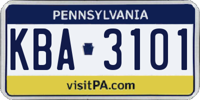 PA license plate KBA3101