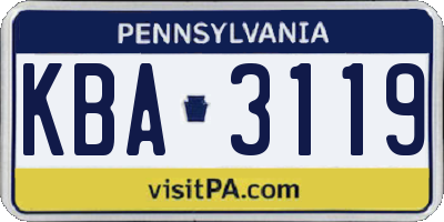 PA license plate KBA3119