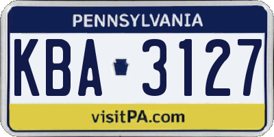 PA license plate KBA3127