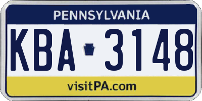 PA license plate KBA3148