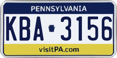PA license plate KBA3156