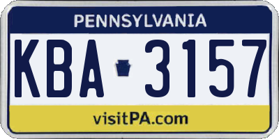 PA license plate KBA3157