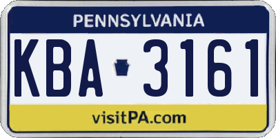 PA license plate KBA3161