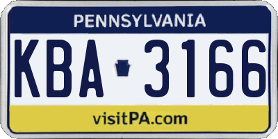 PA license plate KBA3166