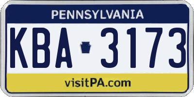 PA license plate KBA3173
