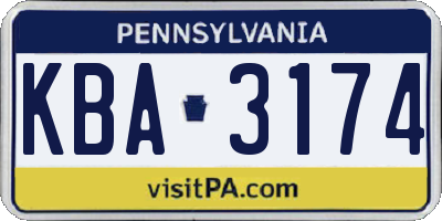 PA license plate KBA3174