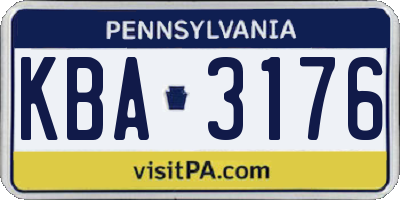 PA license plate KBA3176