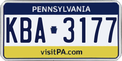 PA license plate KBA3177