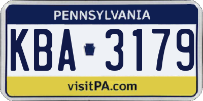 PA license plate KBA3179