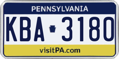 PA license plate KBA3180
