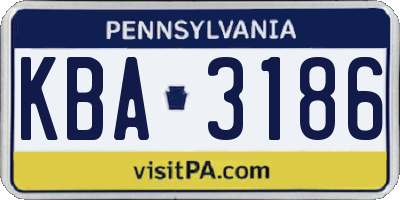 PA license plate KBA3186