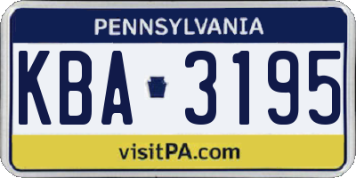 PA license plate KBA3195