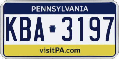 PA license plate KBA3197