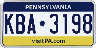 PA license plate KBA3198