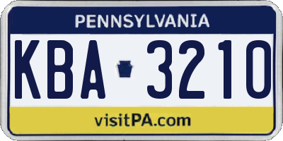 PA license plate KBA3210