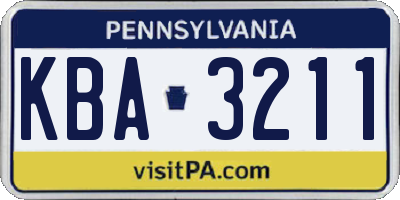 PA license plate KBA3211