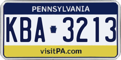 PA license plate KBA3213
