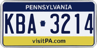 PA license plate KBA3214